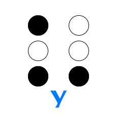 Обозначение буквы У в алфавите Брайля